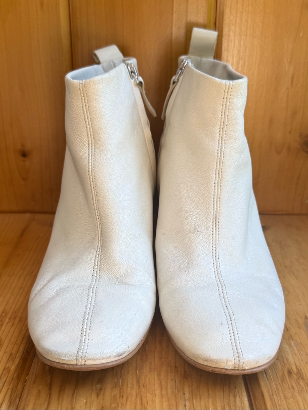 Size 8 Everlane Day Boot Bone White Buttery Italian Leather Side-Zip Ankle Boot
